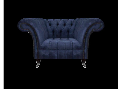 Donkerblauwe Chesterfield eenzits woonkamer textielen gestoffeerde fauteuil nieuw