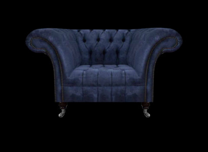 Donkerblauwe Chesterfield eenzits woonkamer textielen gestoffeerde fauteuil nieuw