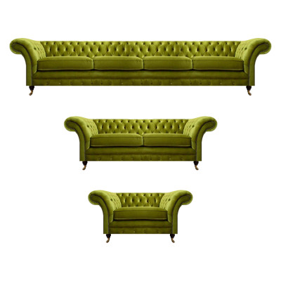 Olivengroene Chesterfield sofa's moderne zitgarnituur leunstoel 2-zits.