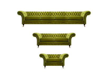Olivengroene Chesterfield sofa's moderne zitgarnituur leunstoel 2-zits.