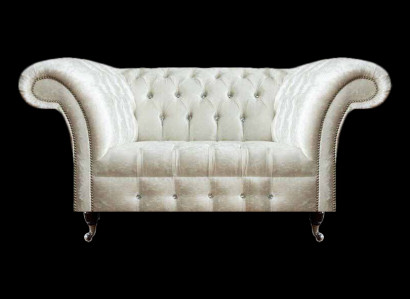 Chesterfield woonkamer bank designer witte tweezitsbank zitmeubel