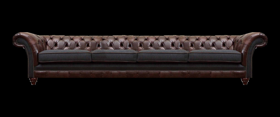 Bruine Chesterfield Lederen Designerbank Viersits Woonkamer Elegante Banken