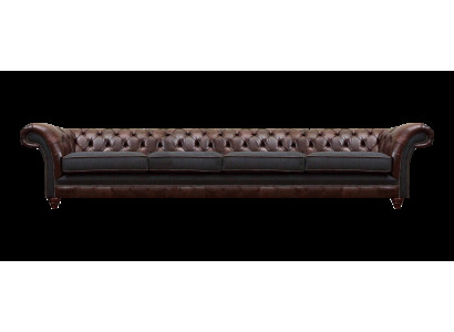Bruine Chesterfield Lederen Designerbank Viersits Woonkamer Elegante Banken