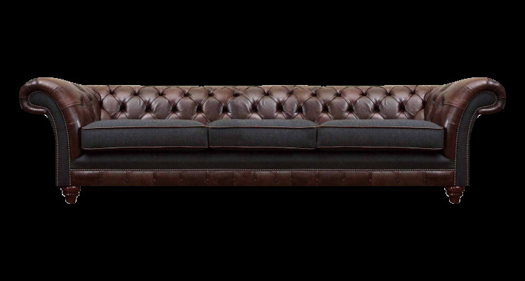 Braun-grijze Chesterfield driezits woonkamer bankstellen luxe bank