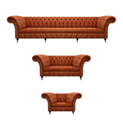 Bruine Chesterfield gestoffeerde set Designer complete banken 3-delig set