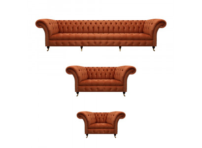 Bruine Chesterfield gestoffeerde set Designer complete banken 3-delig set