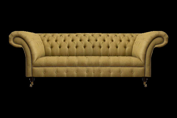 Chesterfield gele zitbank woonkamer driezitter luxe edele meubels