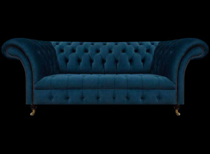 Chesterfield Blauwe Stoffen Tweezits Designer Woonkamer Meubel