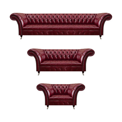 Donkerrood Chesterfield leren bankstel designer leren sofa's zitbanken