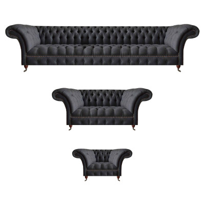 Zwarte Chesterfield textielmeubel zitelement bankstellen