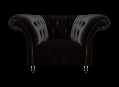Chesterfield Zwarte Leunstoel Bekleding Woonkamer 1-Zits Nieuw
