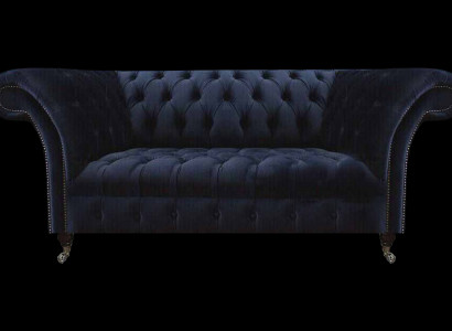 Donkerblauwe gestoffeerde Chesterfield-bank woonkamer textielsofa moderne meubels