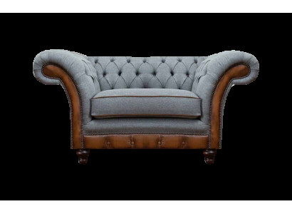 Chesterfield lichtgrijze fauteuil designer stoffen stoel textiel meubelen
