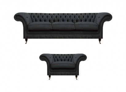 Chesterfield gestoffeerde zitbank designer 3-zits stijlvolle leunstoel.