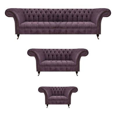 Chesterfield Lila Textielbanken Designer Beklede Banken 3-delige Set