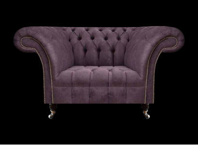 Elegante Chesterfield Paarse Eenzitter Woonkamer Zitmeubel Chique Fauteuil.