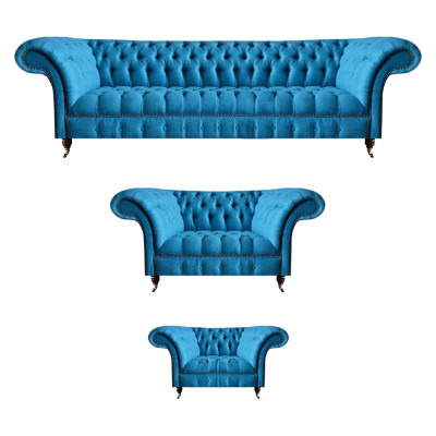 Himmelblauwe Chesterfield Set Luxe Meubelen Designer Banken