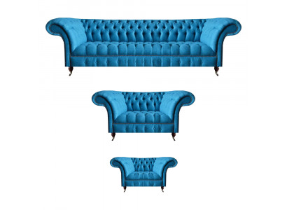 Himmelblauwe Chesterfield Set Luxe Meubelen Designer Banken