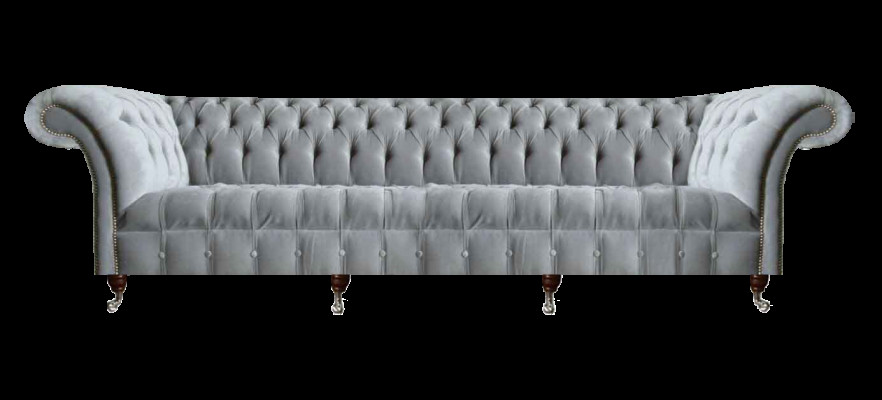 Lichtgrijze Chesterfield vierzitsbank Designer gestoffeerde banken Elegant sofa