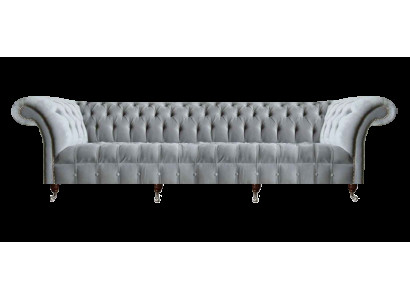 Lichtgrijze Chesterfield vierzitsbank Designer gestoffeerde banken Elegant sofa