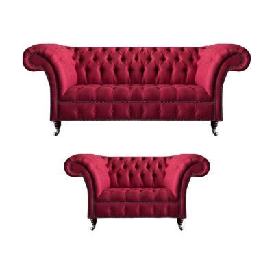 Rosa Chesterfield 3-zits stijlvol tweezits woonkamer textiel set