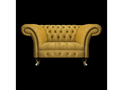 Chesterfield Designer Tweezitsbank Sofa Woonkamer Luxe Geel Bekleed Sofa