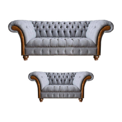 Lichtgrijze Chesterfield banken Designer textielbanken gestoffeerde zitmeubelen