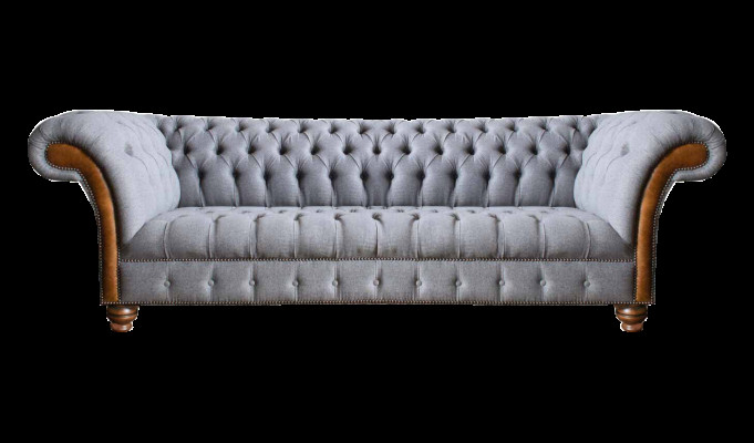 Lichtgrijze Chesterfield gestoffeerde bank woonkamer designer 4-zits bank