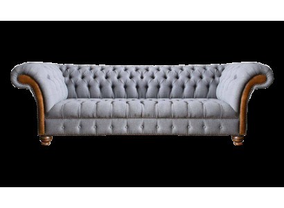 Lichtgrijze Chesterfield gestoffeerde bank woonkamer designer 4-zits bank