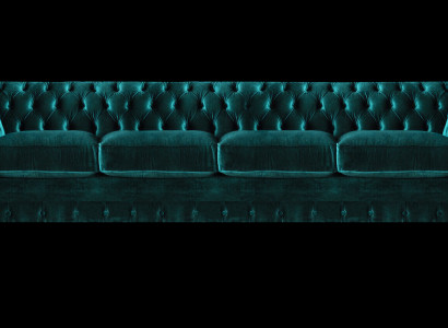 Elegante Chesterfield Groene Gestoffeerde Bank Moderne Vierzitter Textielsofa
