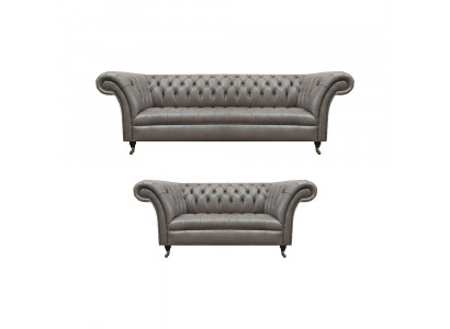 Chesterfield grijze leren banken designer woonkamer meubelen zitmeubelen