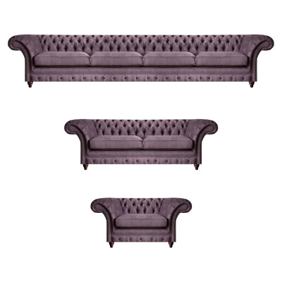 Chesterfield Lila Garnituur Compleet Bankstel Moderne Zitmeubels 3-delig