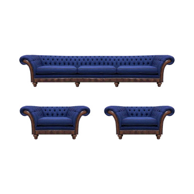 Designer woonkamer Chesterfield bankstel luxe sofa's fauteuil 3-delig.