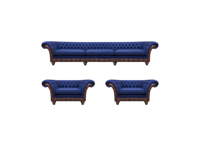 Designer woonkamer Chesterfield bankstel luxe sofa's fauteuil 3-delig.