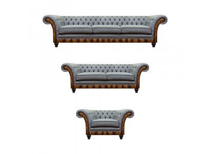 Chesterfield lichtgrijze gestoffeerde meubels woonkamer bankstel elegant set