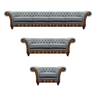 Chesterfield lichtgrijze banken designer 4-zits tweezits fauteuil