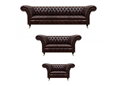 Bruine Chesterfield lederen sofa's designer drie- en viersitzer fauteuils