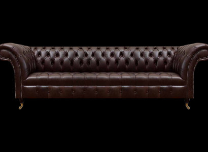 Bruin Chesterfield kunstleren bank, modern viersits sofa meubelstuk