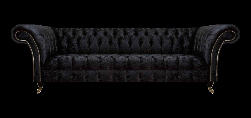 Chesterfield Moderne Zwarte Vierzitter Elegante Gestoffeerde Meubels 4-Zitter