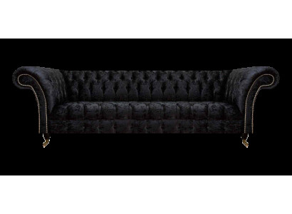 Chesterfield Moderne Zwarte Vierzitter Elegante Gestoffeerde Meubels 4-Zitter