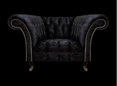 Chesterfield gestoffeerde fauteuil Zwarte eenzitter Luxueuze leunstoel