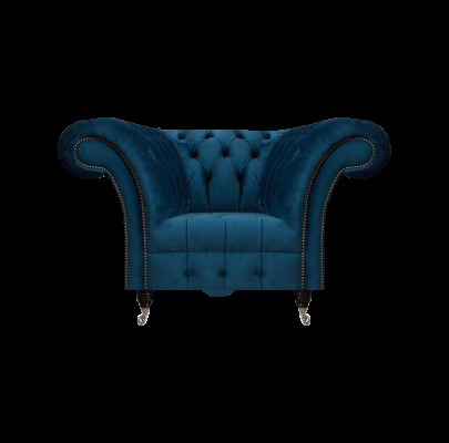Moderne blauwe Chesterfield fauteuil designer zitmeubel woonkamer stoel