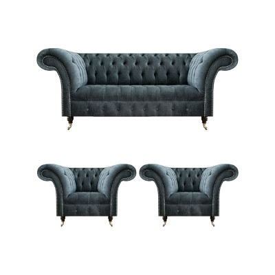 Stijlvolle Chesterfield bankstel designer gestoffeerde sofa's 2x fauteuils