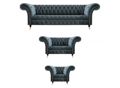 Chesterfield grijze bankstel design banken luxe eenzitter