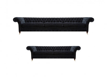 Zwarte Chesterfield gestoffeerde banken Designer woonkamers textiel sofa's