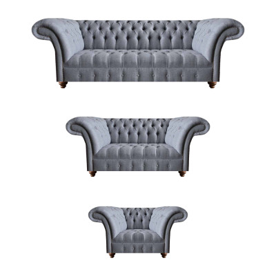 Chesterfield Elegante Stoffzetelset Designer 3-zitsbank 2-zitsbank Fauteuil