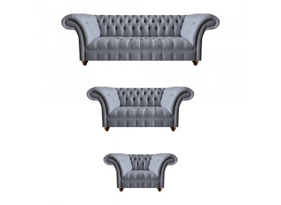 Chesterfield Elegante Stoffzetelset Designer 3-zitsbank 2-zitsbank Fauteuil