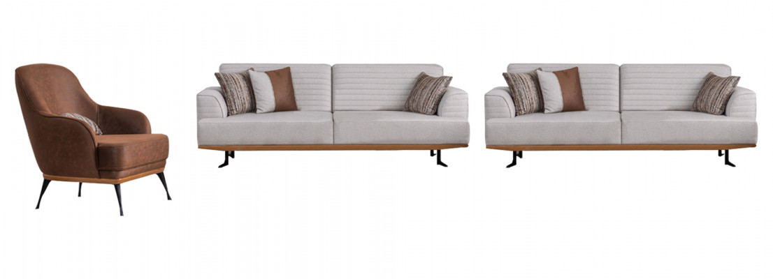 Luxe 3-delige gestoffeerde set Driezitsbanken & fauteuil voor de woonkamer