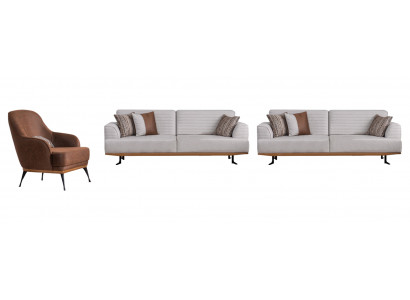 Luxe 3-delige gestoffeerde set Driezitsbanken & fauteuil voor de woonkamer