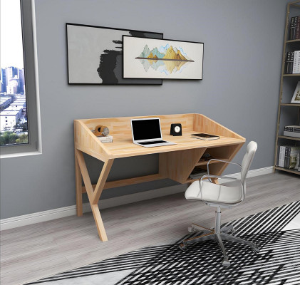 Moderne lichtbruine bureautafel Chique bureaus Luxe houten tafels